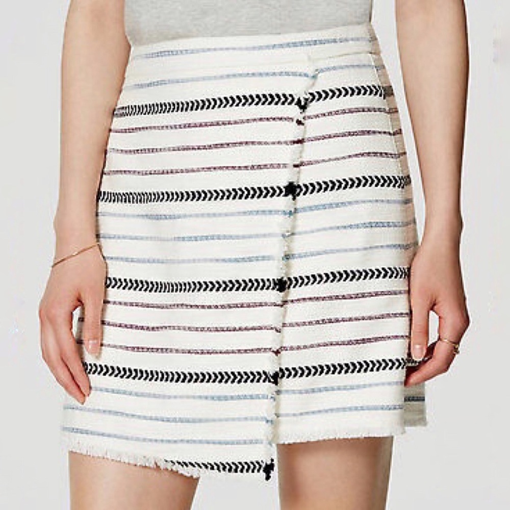 LOFT Striped Blanket Skirt Faux Wrap Size 10